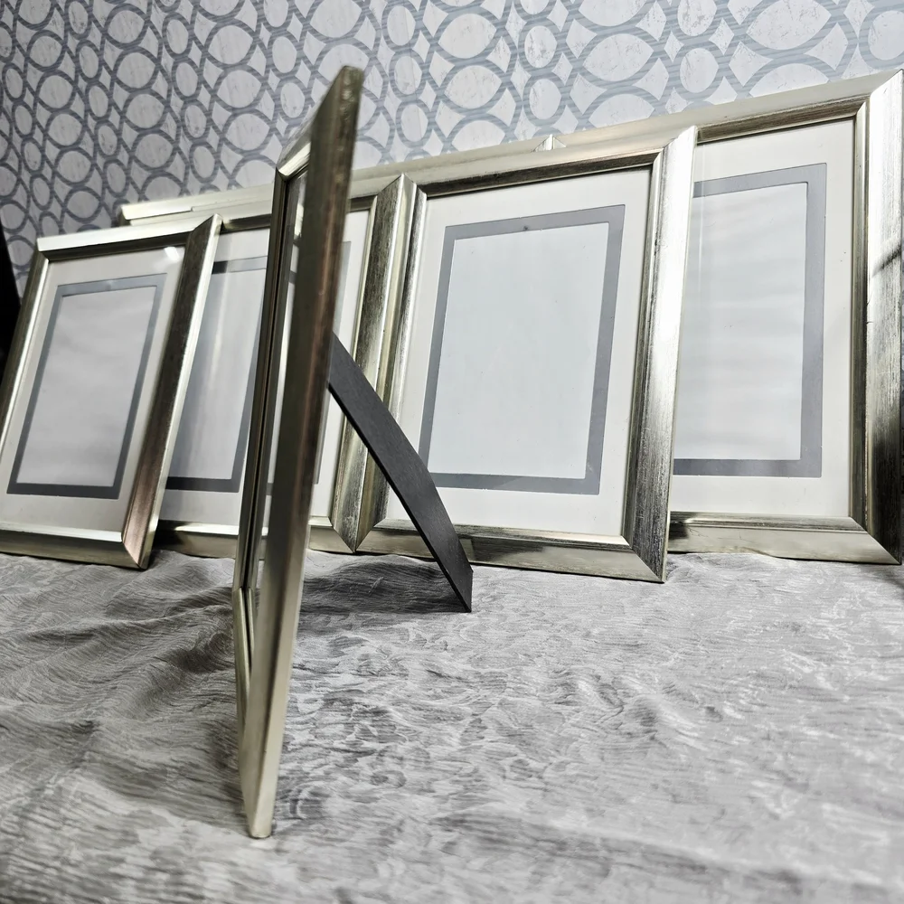 COMING SOON 8PC Silver Metallic Photo Frames 4x4 Modern Gallery Decor